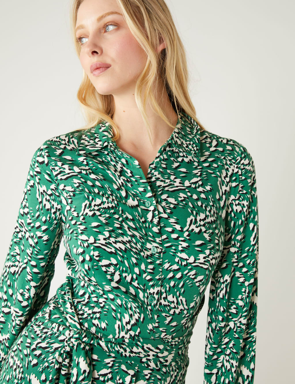 Animal Print Tie Front Midaxi Shirt Dress 5 of 6