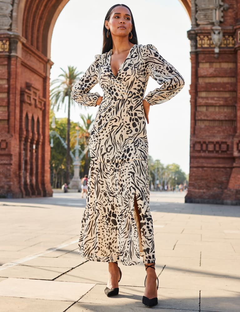 Long sleeve discount animal print dress