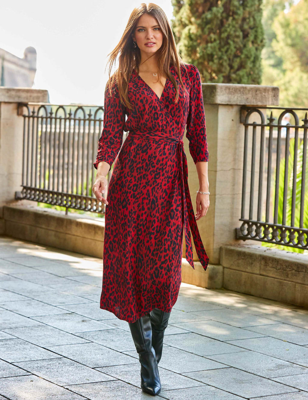 Animal print wrap dress uk discount