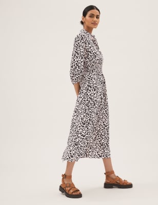 marks and spencer animal print shirt dress