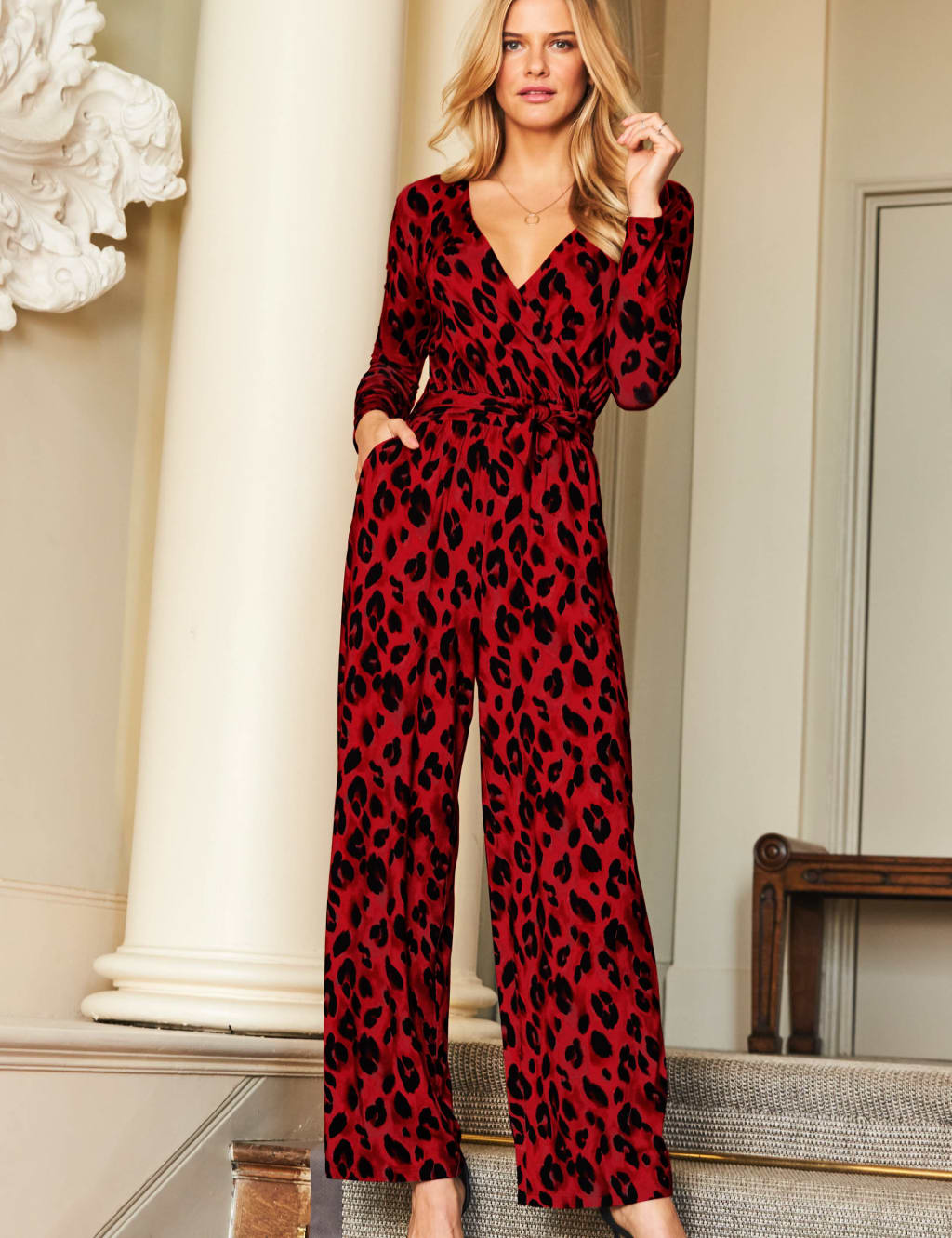 Long sleeve cheetah print jumpsuit cheap