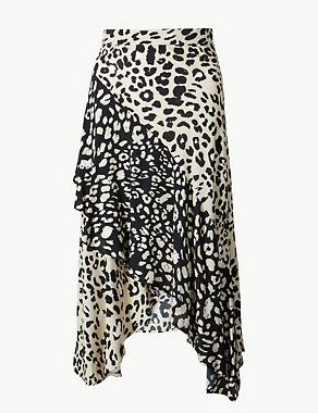 Animal Print Wrap Style Midi Skirt Image 2 of 4