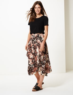 Leopard print midi sales skirt m s