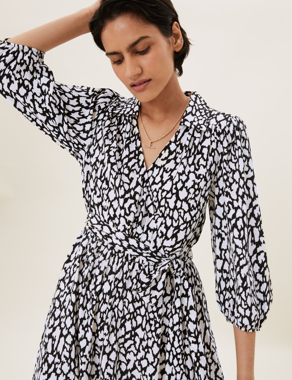 Animal Puff Sleeve Midi Wrap Dress 5 of 6