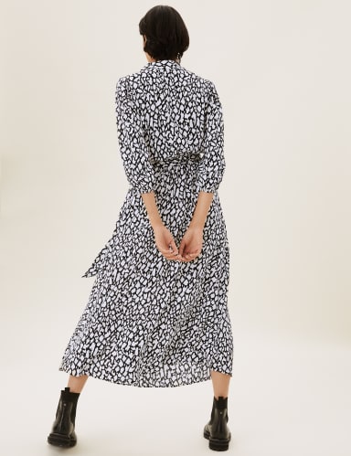 Animal Puff Sleeve Midi Wrap Dress 6 of 6