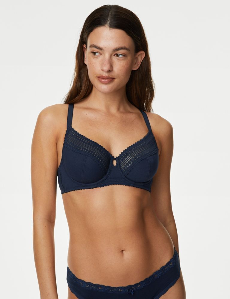 Buy Marks & Spencer Anise Lace Wired Balcony Bra F-H_38H Navy at