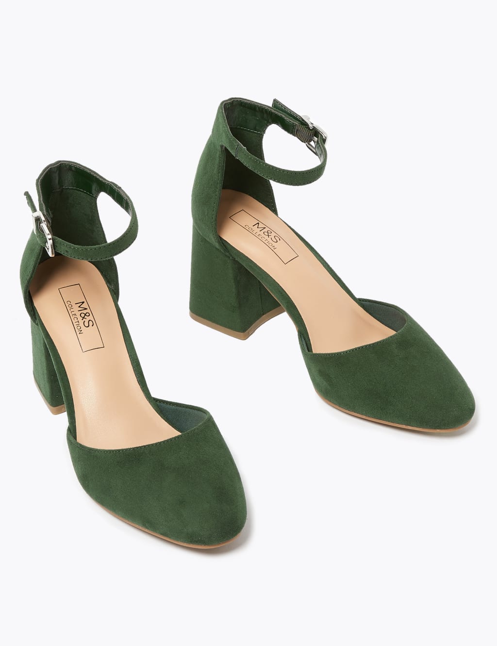 Ankle Strap Block Heel Court Shoes M&S Collection M&S