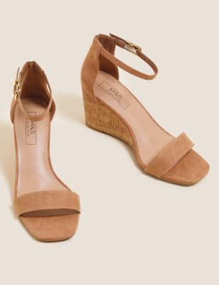 Low wedge sandals on sale with ankle strap