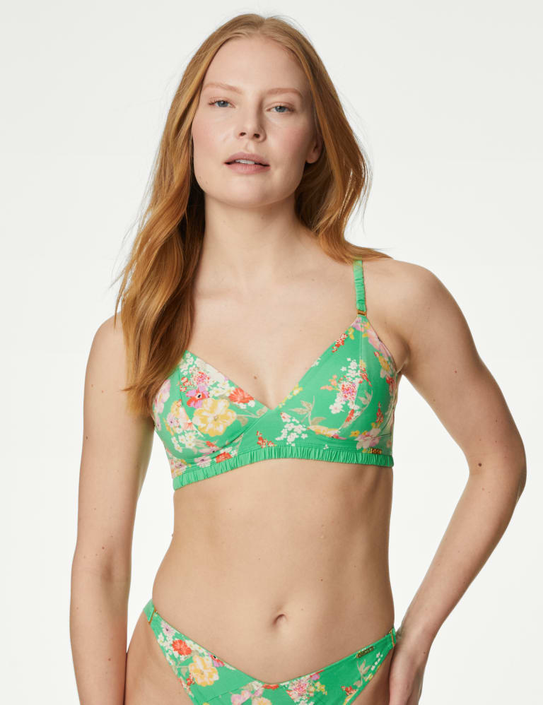 Rose Print Wired Full Cup Bra (F-H), M&S X GHOST