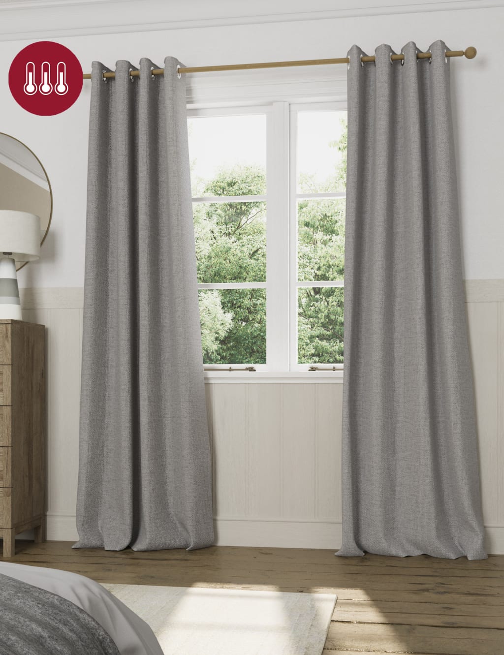 Anti Allergy Eyelet Blackout Temperature Smart Curtains M&S