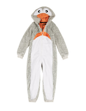 Anti Bobble Fleece Penguin Hooded All-in-One (1-8 Years) Image 2 of 6