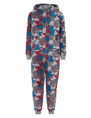 Anti Bobble Hooded Camouflage Onesie (5-14 Years) Image 2 of 4