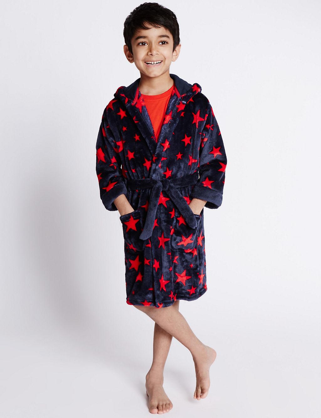 Anti Bobble Hooded Star Print Dressing Gown (1-8 Years) 3 of 3