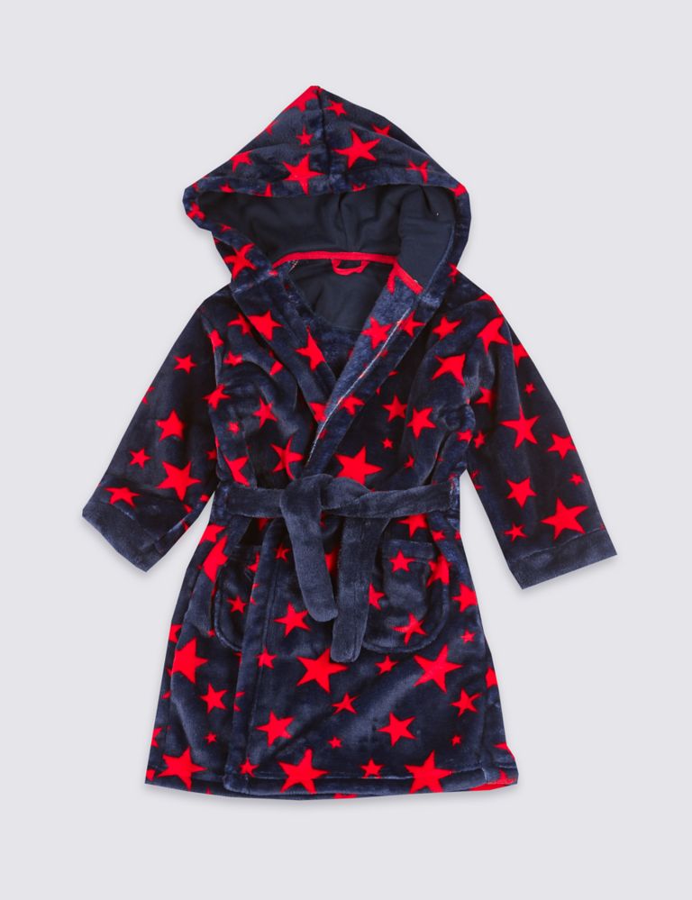 Anti Bobble Hooded Star Print Dressing Gown (1-8 Years) 2 of 3