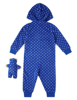 Anti Bobble Hooded Star Print Onesie with Toy (1-7 Years) Image 2 of 3