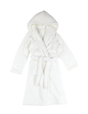 Anti Bobble Hooded Textured Dressing Gown (6-16 Years) Image 2 of 3