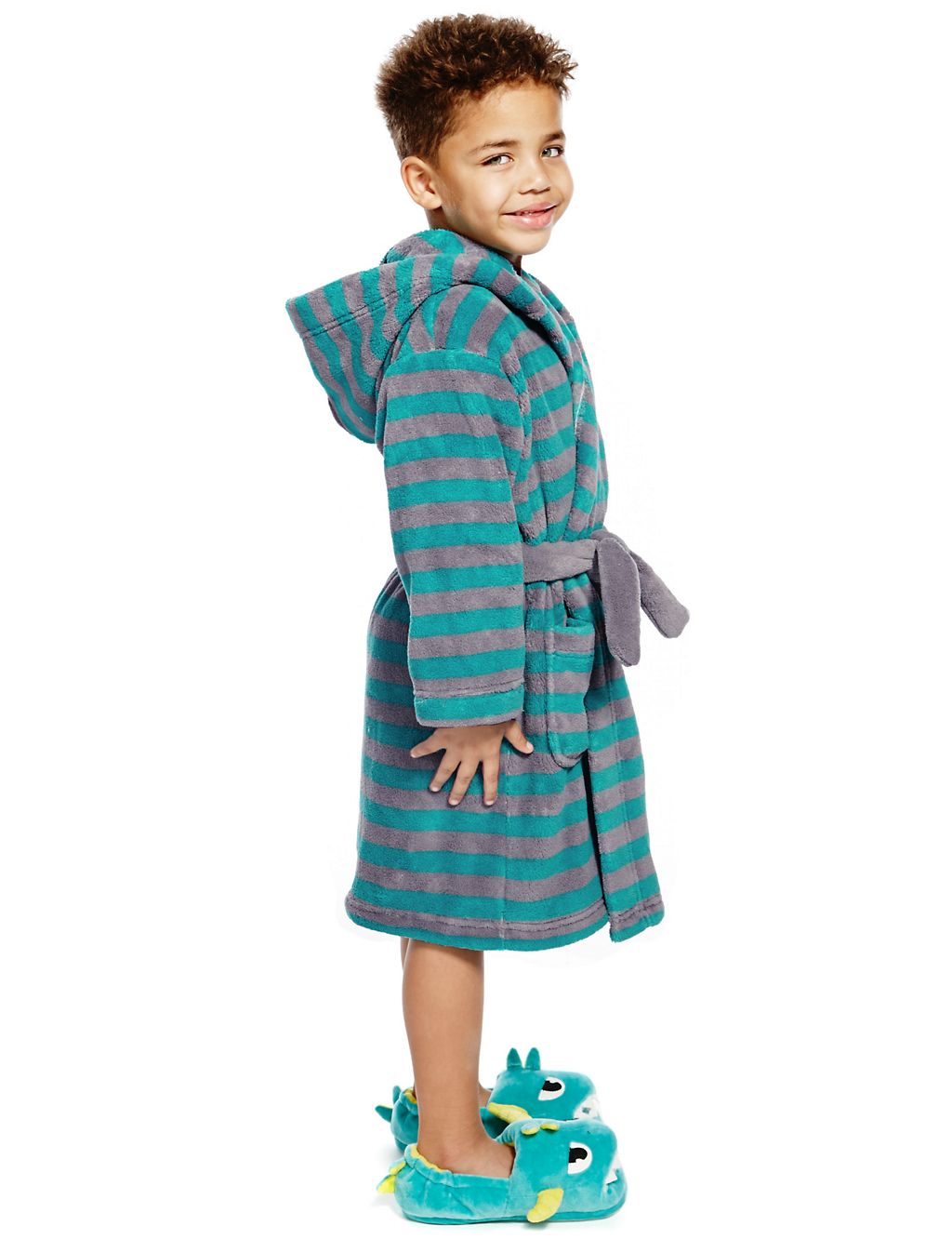 Anti Bobble Striped Hooded Fleece Gown (1-7 Years) 2 of 4