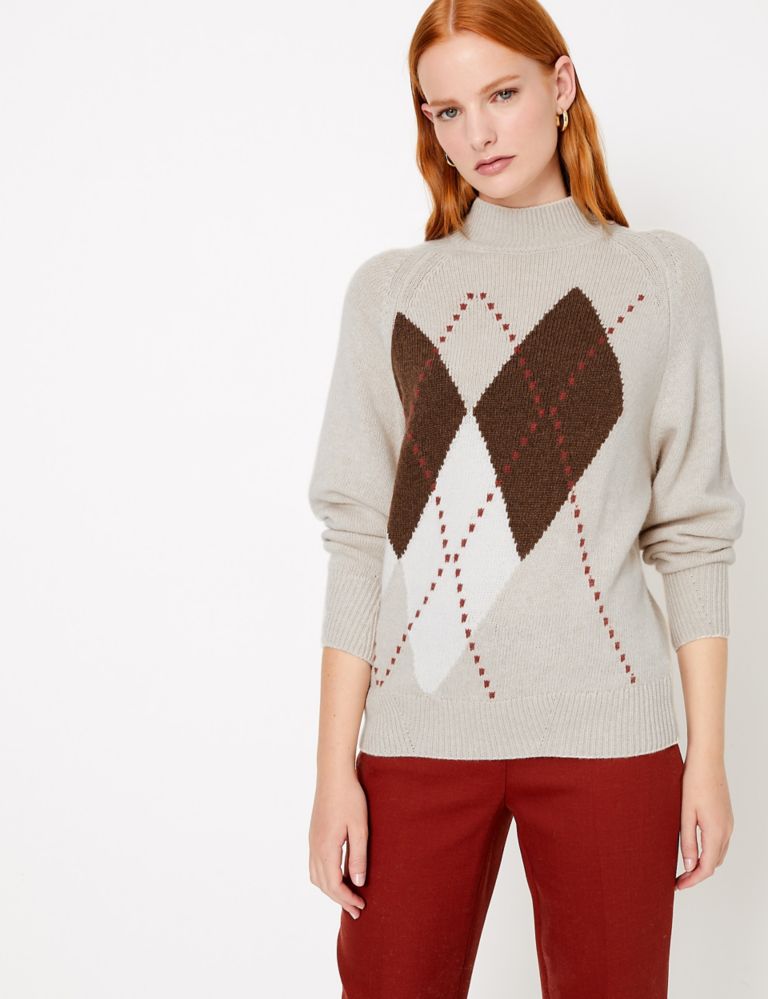 Argyle Turtle Neck Relaxed Fit Jumper 1 of 5