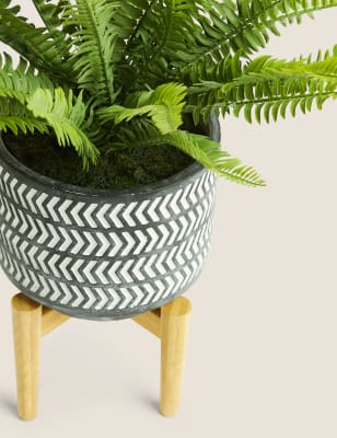 Artificial Boston Fern Planter With Stand M S