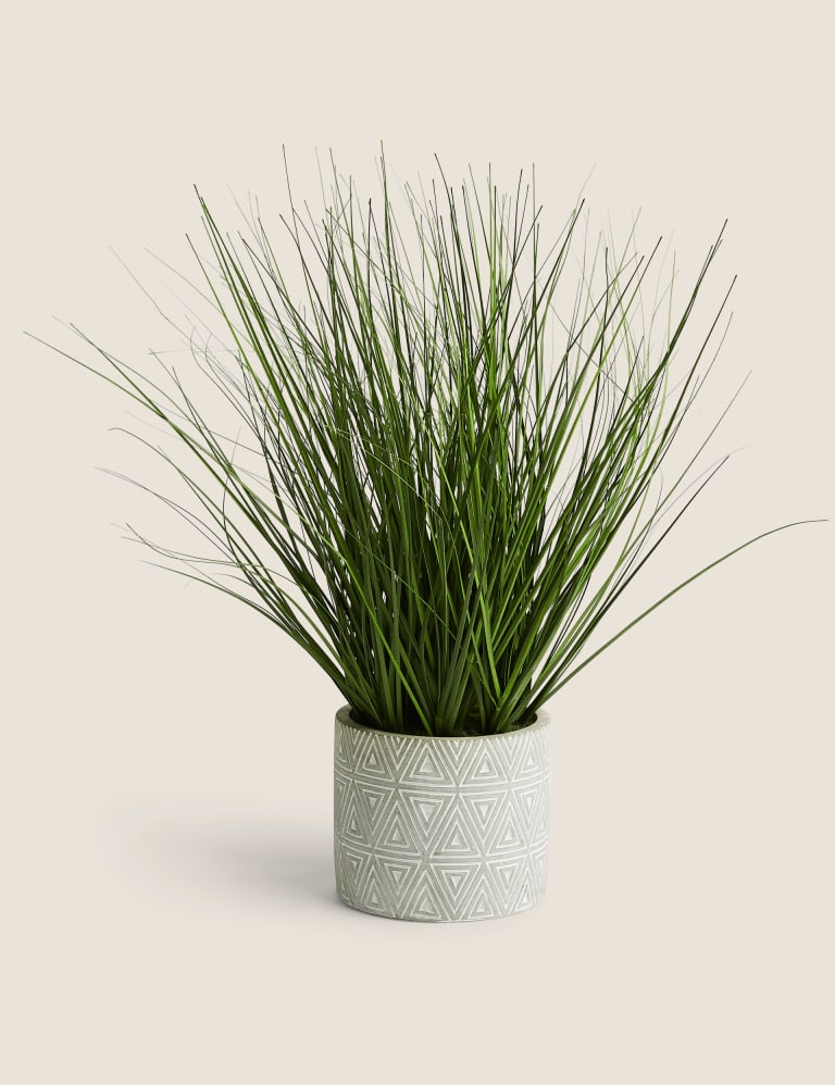 Artificial Grass in Geometric Pot 1 of 6