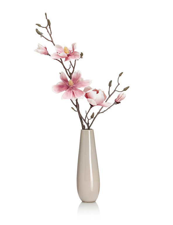 Artificial Magnolia in Ceramic Vase Image 1 of 2