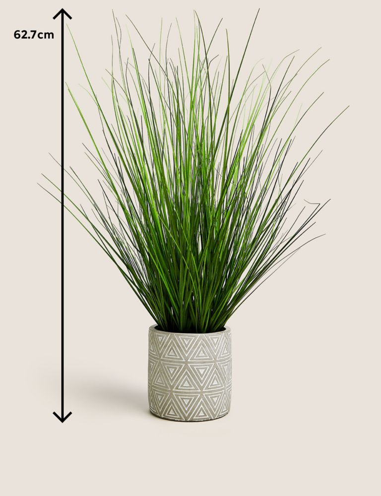 Artificial Medium Grass in Geometric Pot 5 of 5