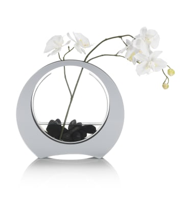 Artificial Orchid in Circle Mirrored Vase M S Brand M&S