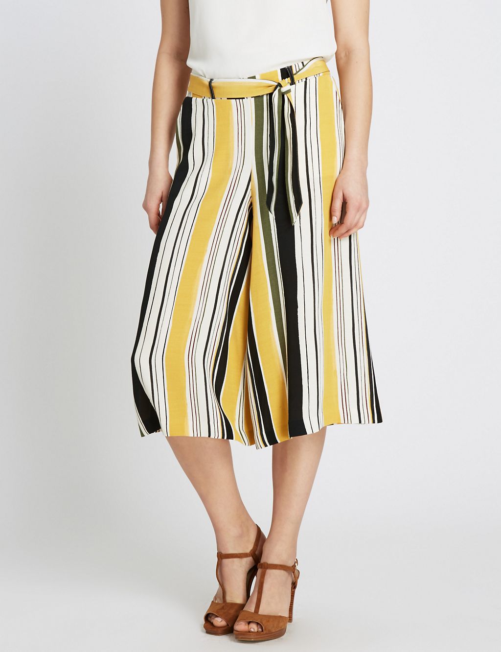 Artisan Striped Culottes with Belt 3 of 3