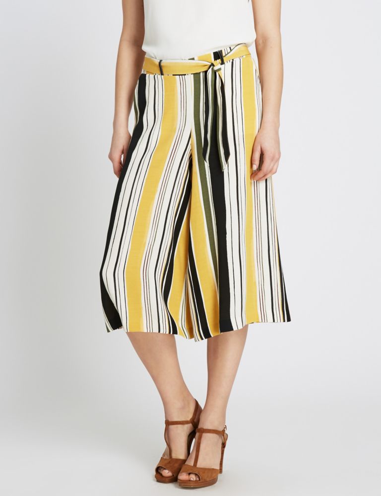 Artisan Striped Culottes with Belt 1 of 3