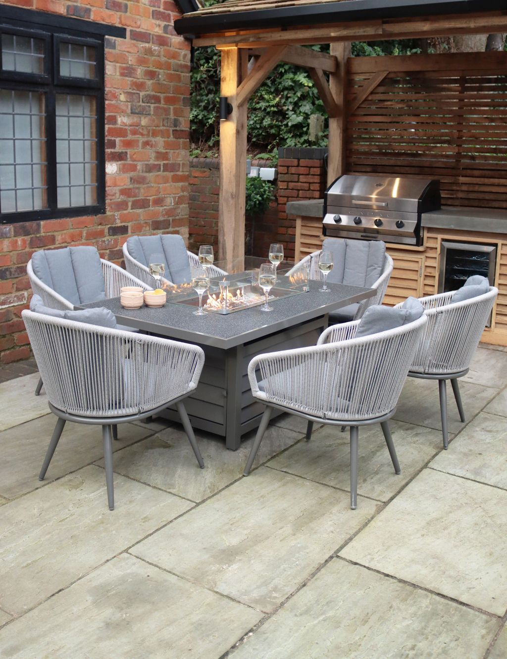 Aspen 6 Seater Garden Fire Pit Table & Chairs 3 of 3