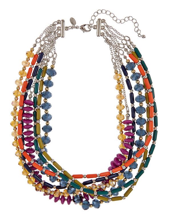 Assorted Bead Multi-Strand Collar Necklace Image 1 of 1
