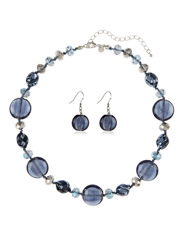Assorted Bead Twist Glass Necklace & Earrings Set Image 1 of 1