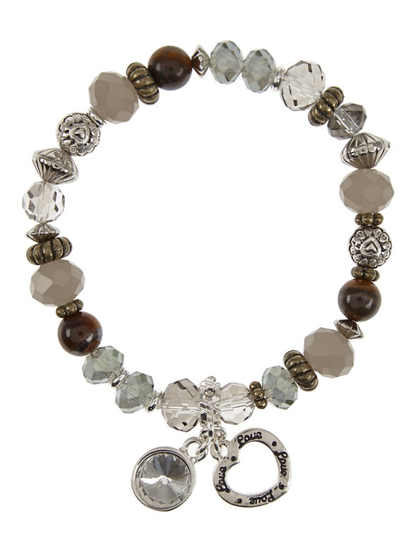 Assorted Sparkle Bead & Heart Charm Bracelet Image 1 of 1