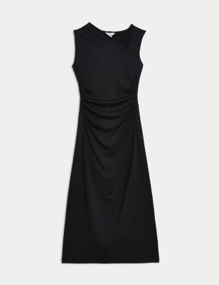 Asymmetric Ruched Midaxi Bodycon Dress Image 2 of 6