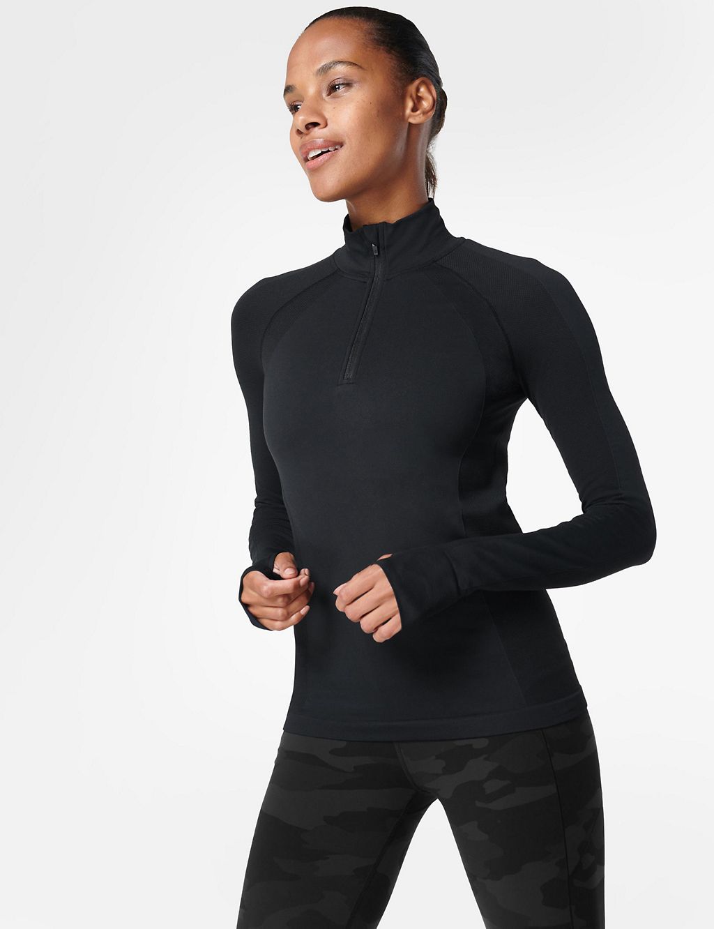 Athlete Funnel Neck Half Zip Fitted Top 3 of 6