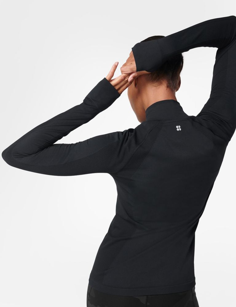 Athlete Funnel Neck Half Zip Fitted Top, Sweaty Betty