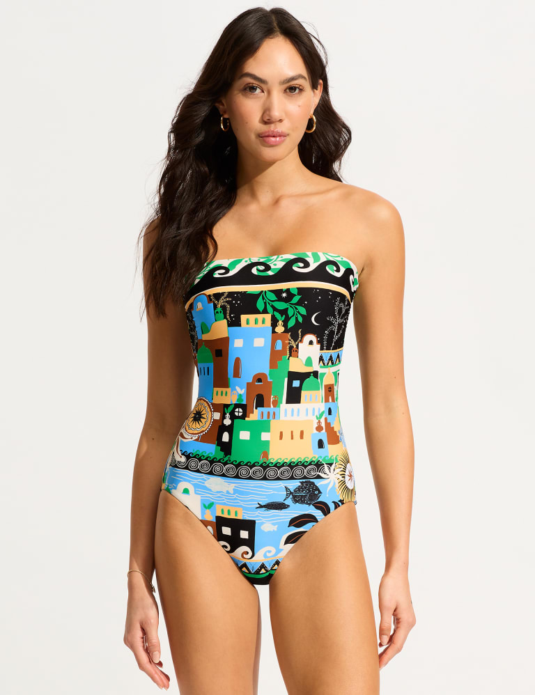 Atlantis Printed Padded Bandeau Swimsuit 1 of 4