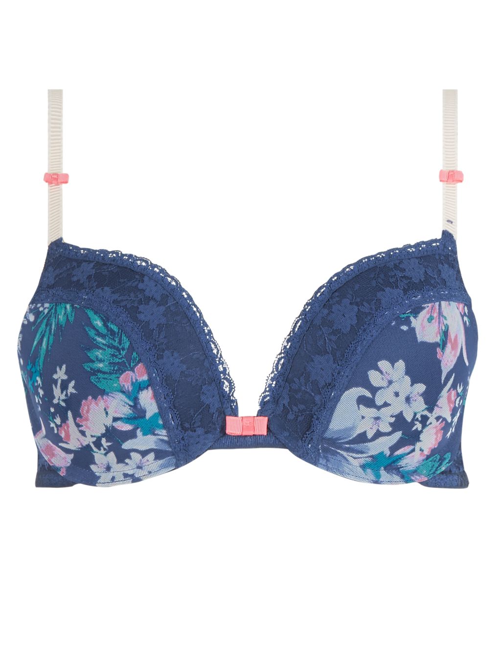 Aubrey Lace Floral Padded Push-Up Plunge Bra A-E 1 of 4