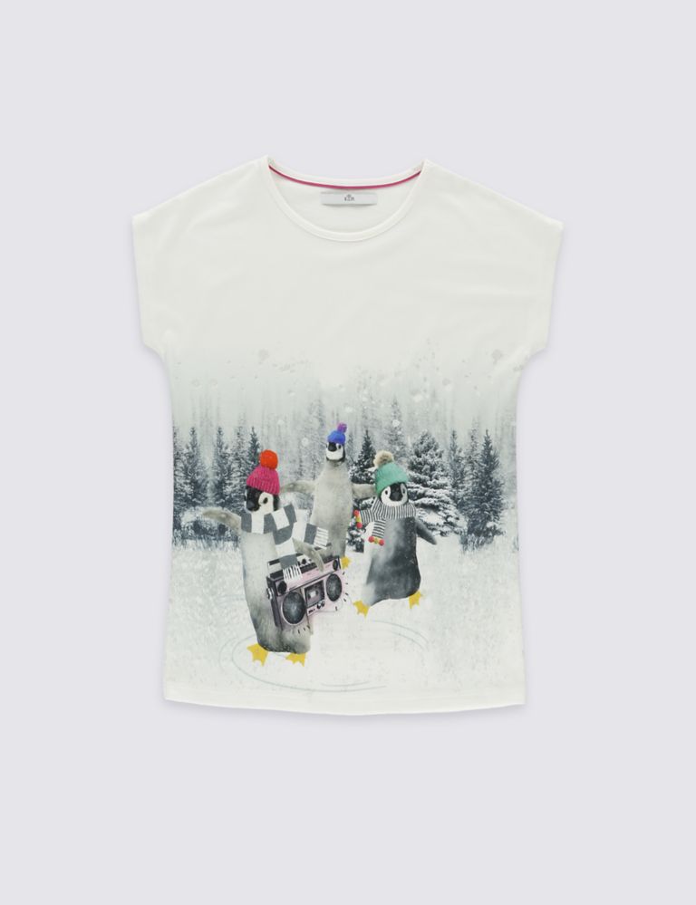 Augmented Reality Short Sleeve Penguin Print Top (5-14 Years) 2 of 5