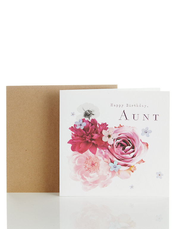 Aunt Floral Birthday Card Image 1 of 2
