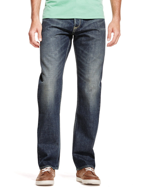 Authentic Washed Relaxed Fit Denim Jeans Image 1 of 2