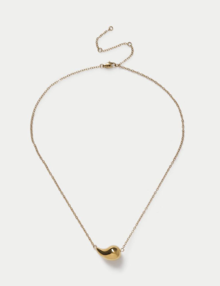 Autograph Gold Plated Waterproof Stainless Steel Teardrop Necklace 1 of 3
