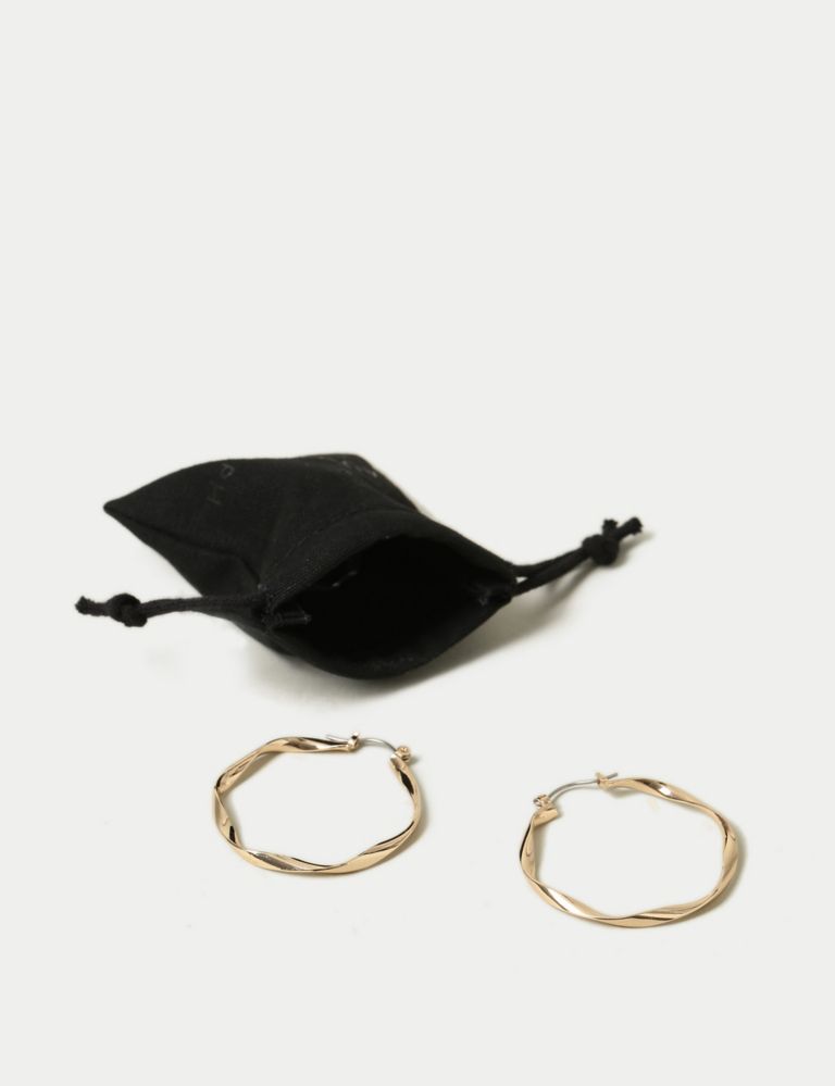 Autograph Gold Twisted Hoop Earrings 2 of 2