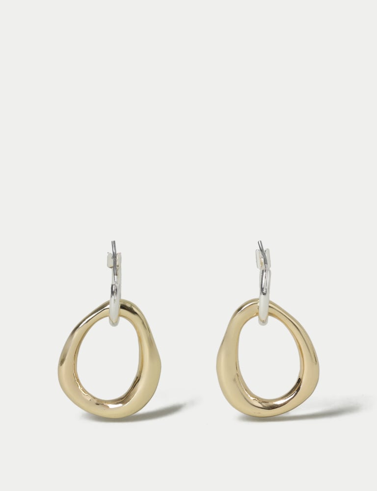 Autograph Mixed Metal Drop Hoop Earrings 1 of 2