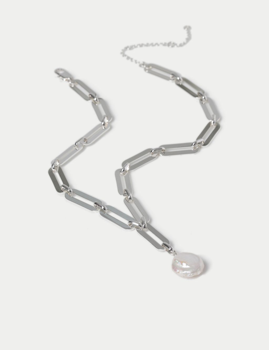 Autograph Silver Link Freshwater Pearl Y Necklace 1 of 3