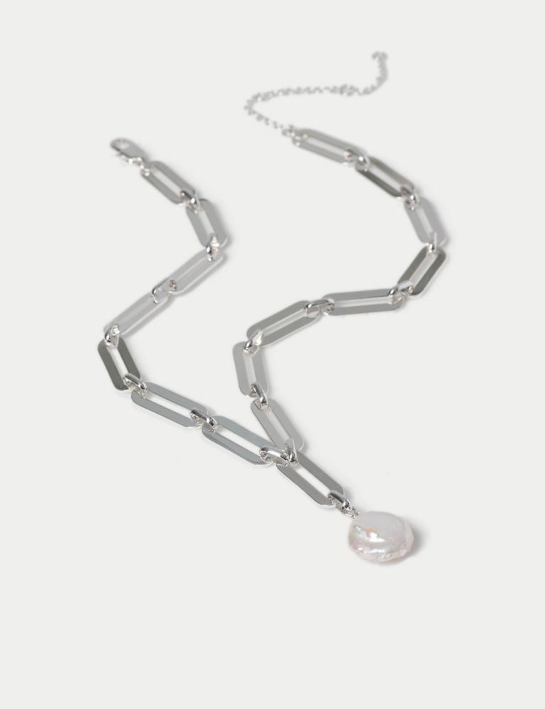 Autograph Silver Link Freshwater Pearl Y Necklace 2 of 3