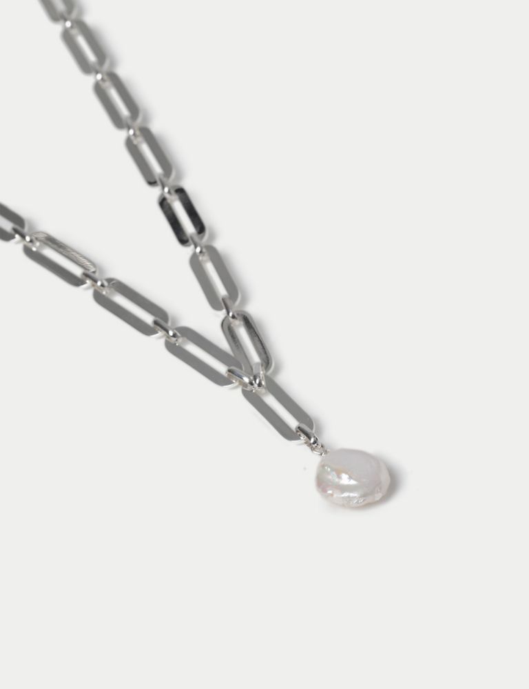 Autograph Silver Link Freshwater Pearl Y Necklace 3 of 3