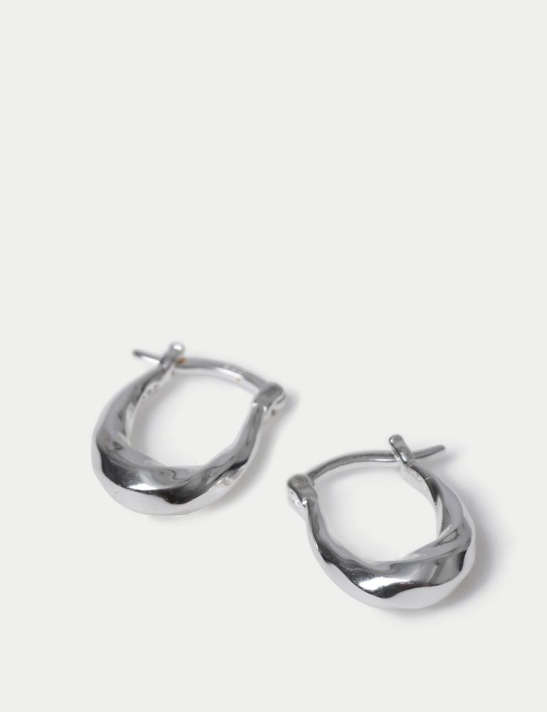 Autograph Sterling Silver Small Etched Hoops 1 of 2