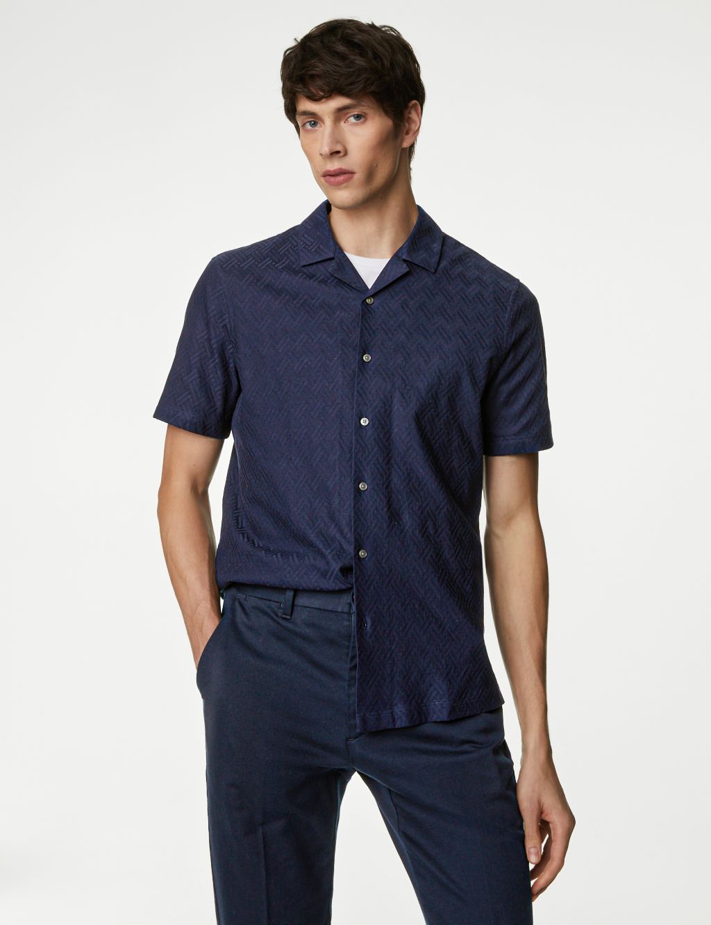 Autograph Textured Pure Cotton Jersey Shirt 7 of 7