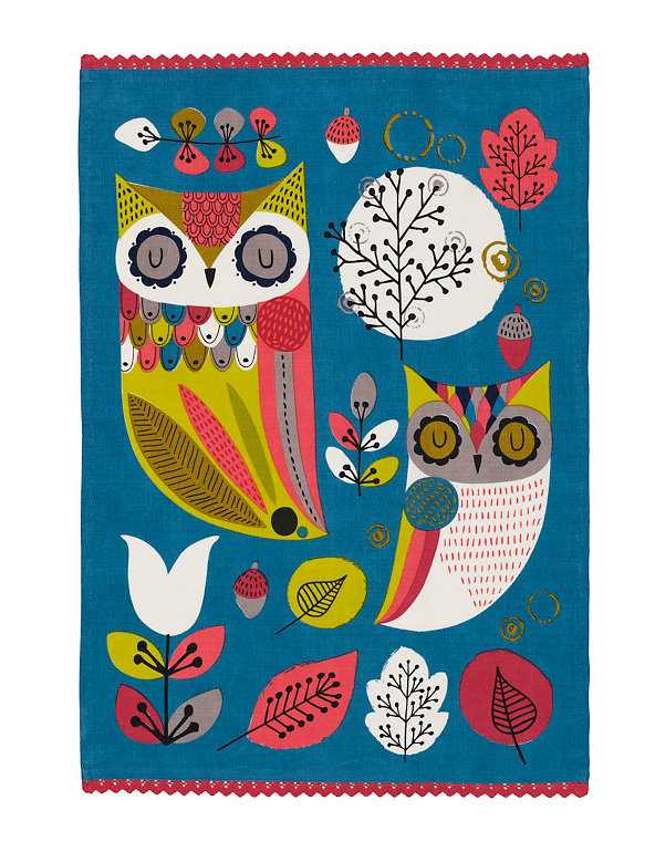 Autumn Owls Tea Towel Image 1 of 1